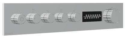 Rubinetterie Treemme 3M W-70S RWIT 7BF4 CC LD + RWIT 7BF4 ZZ 30 Miscelatore Doccia Termostatico Incasso 4 Uscite Per LED Parete 6 Fori Manopole Display Elettronico Digitale Parte Interna Esterna Incluse Stile Moderno Con Piastra Ottone Cromata