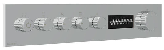 Rubinetterie Treemme 3M W-70S RWIT 7BF4 CC LD + RWIT 7BF4 ZZ 30 Miscelatore Doccia Termostatico Incasso 4 Uscite Per LED Parete 6 Fori Manopole Display Elettronico Digitale Parte Interna Esterna Incluse Stile Moderno Con Piastra Ottone Cromata