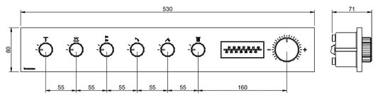 Rubinetterie Treemme 3M W-70S RWIT 7BF6 CC 01 + RWIT 7BF5 ZZ 30 Miscelatore Doccia Termostatico Incasso 6 Uscite Parete 7 Fori Display Elettronico Digitale Parte Interna Esterna Incluse Stile Moderno Con Piastra Materiale Ottone Finitura Cromata