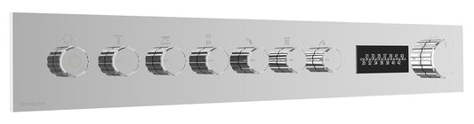 Rubinetterie Treemme 3M W-70S RWIT 7BF6 CC LD + RWIT 7BF5 ZZ 30 Miscelatore Doccia Termostatico Incasso 6 Uscite Per LED Parete 8 Fori Manopole Display Elettronico Digitale Parte Interna Esterna Incluse Stile Moderno Con Piastra Ottone Cromata