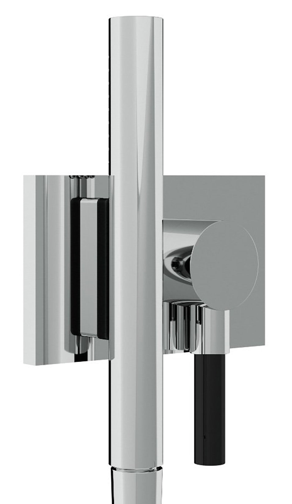 Rubinetterie Treemme 3M W-70s RWIT 2BF6 CC 25 + RWIT 2BF6 ZZ 40 Kit Gancio Presa Acqua Flessibile in PVC Doccetta in Metallo Tonda con Attacco a Calamita Supporto a Muro Quadro Materiale Ottone Finitura Cromata Parte Interna ed Esterna Incluse