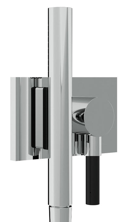 Rubinetterie Treemme 3M W-70s RWIT 2BF6 CC 25 + RWIT 2BF6 ZZ 40 Kit Gancio Presa Acqua Flessibile in PVC Doccetta in Metallo Tonda con Attacco a Calamita Supporto a Muro Quadro Materiale Ottone Finitura Cromata Parte Interna ed Esterna Incluse