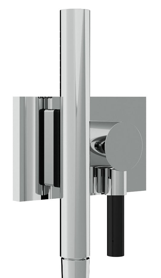 Rubinetterie Treemme 3M W-70s RWIT 2BF6 CC 25 + RWIT 2BF6 ZZ 40 Kit Gancio Presa Acqua Flessibile in PVC Doccetta in Metallo Tonda con Attacco a Calamita Supporto a Muro Quadro Materiale Ottone Finitura Cromata Parte Interna ed Esterna Incluse