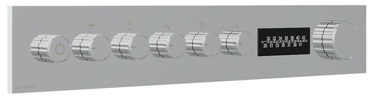 Rubinetterie Treemme 3M W-70S RWIT 7BF5 CC LD + RWIT 7BF5 ZZ 30 Miscelatore Doccia Termostatico Incasso 5 Uscite Per LED Parete 7 Fori Manopole Display Elettronico Digitale Parte Interna Esterna Incluse Stile Moderno Con Piastra Ottone Cromata