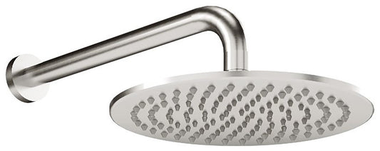 Rubinetterie Treemme 3M WaterTube IT 6599 IS ZZ VS Soffione Doccia Pioggia A Parete Tondo In Metallo Diametro Ø 255 mm Anticalcare Con Braccio Doccia 350 mm Stile Moderno Acciaio Finitura Inox Spazzolato Opaco