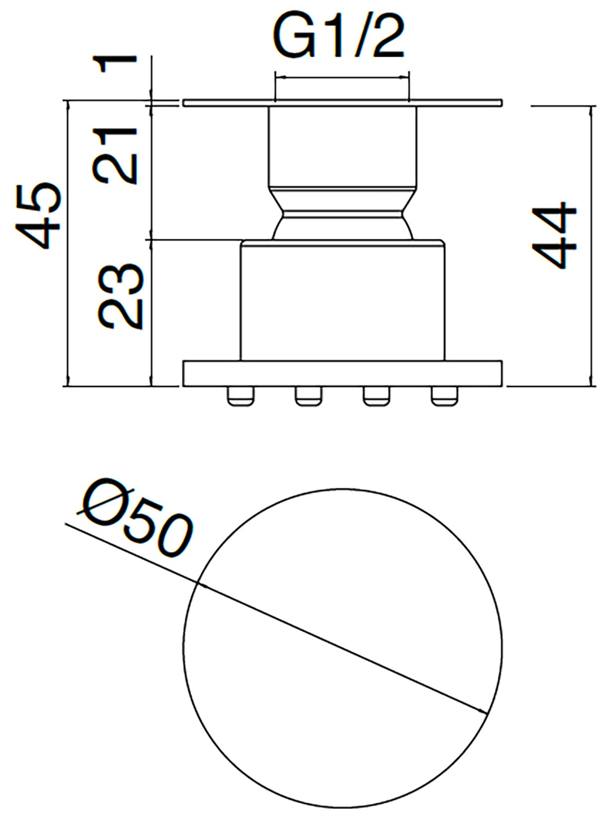 Rubinetterie Treemme 3M WaterTube IT RTBR 320 IS Soffione Doccia Laterale A Parete Tondo Funzione Acqua Pioggia Diametro Ø 50 mm Stile Moderno Materiale Acciaio Finitura Inox Spazzolato Opaco Portata Acqua 4 Litri Al Minuto