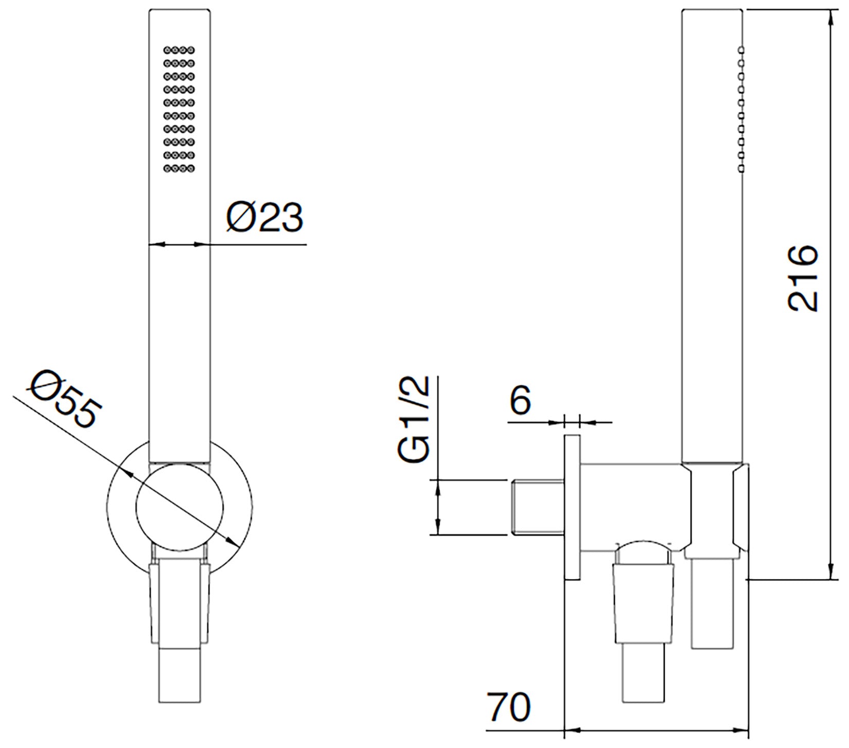 Rubinetterie Treemme 3M WaterTube RWIT 2847 IS 71 Duplex Kit Gancio Presa Acqua Parete Doccetta Forma Tonda Materiale Acciaio Finitura Inox Spazzolato Opaco Flessibile PVC Portata 8 Litri Al Minuto
