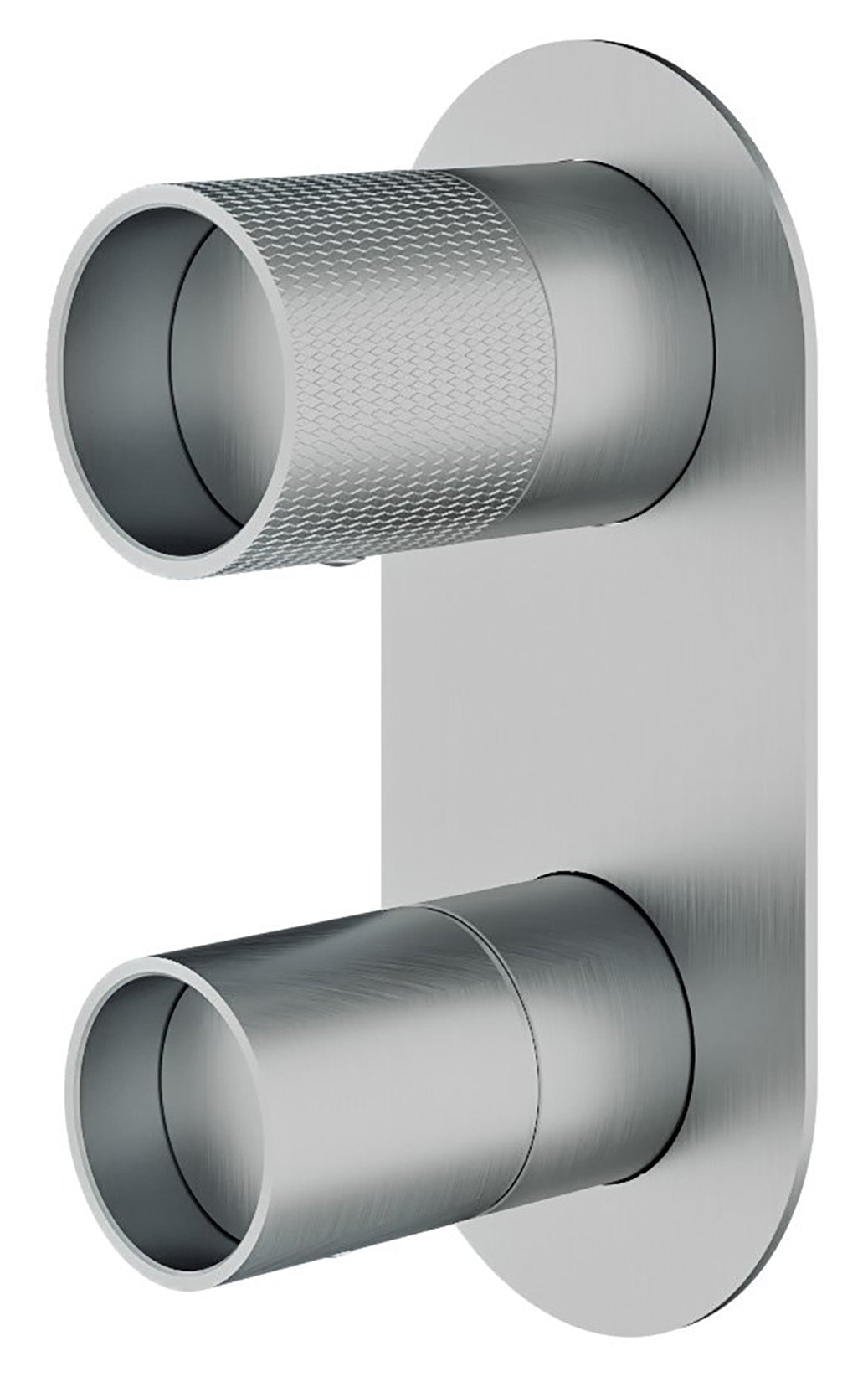 Rubinetterie Treemme 3M WaterTube RWIT 4AA2 IS 01 + RWIT 22A2 ZZ 01 Miscelatore Monocomando Doccia Incasso Muro Meccanico Deviatore 2 Vie Due Fori 1 Manopola Piastra Verticale Staffa Cartongesso Acciaio Inox Spazzolato Opaco Parte Interna Esterna Incluse