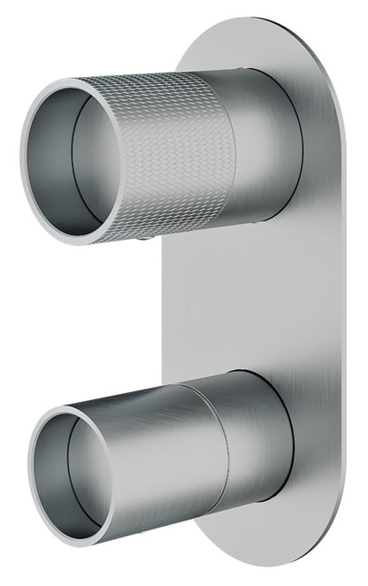 Rubinetterie Treemme 3M WaterTube RWIT 4AA2 IS 01 + RWIT 22A2 ZZ 01 Miscelatore Monocomando Doccia Incasso Muro Meccanico Deviatore 2 Vie Due Fori 1 Manopola Piastra Verticale Staffa Cartongesso Acciaio Inox Spazzolato Opaco Parte Interna Esterna Incluse