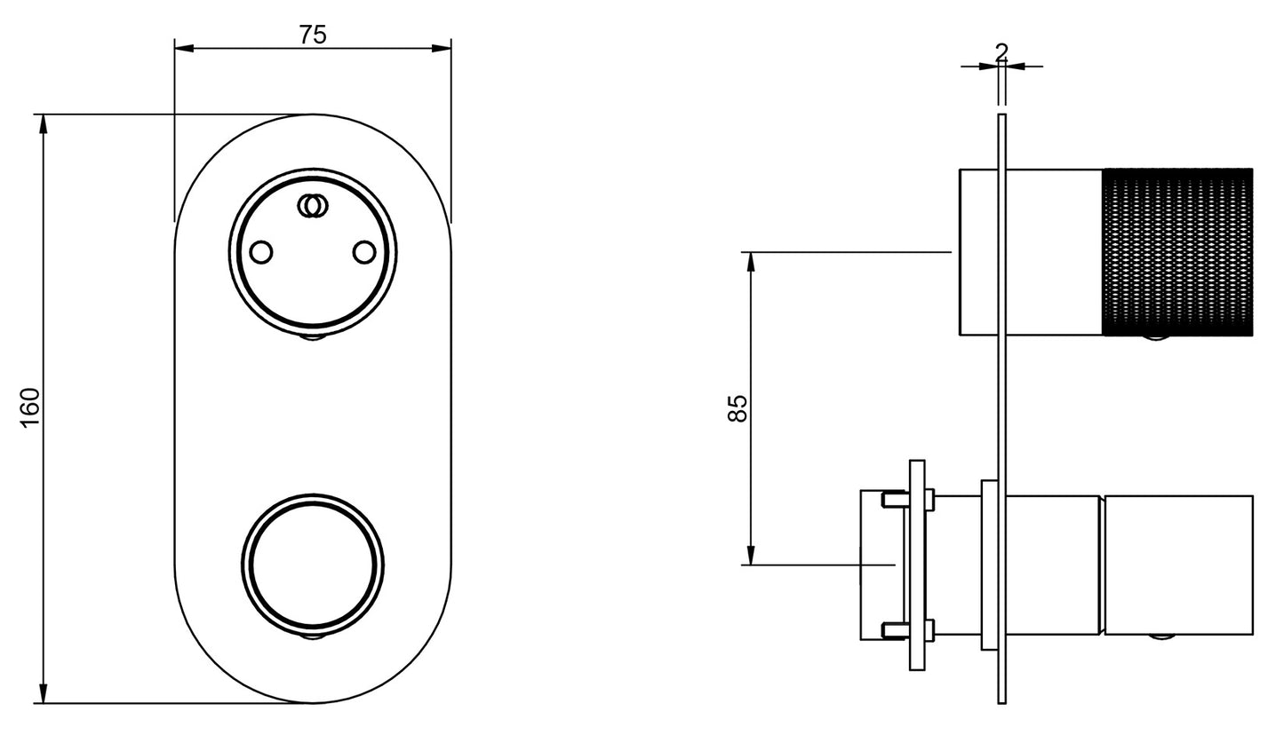 Rubinetterie Treemme 3M WaterTube RWIT 4AA2 IS 01 + RWIT 22A2 ZZ 01 Miscelatore Monocomando Doccia Incasso Muro Meccanico Deviatore 2 Vie Due Fori 1 Manopola Piastra Verticale Staffa Cartongesso Acciaio Inox Spazzolato Opaco Parte Interna Esterna Incluse