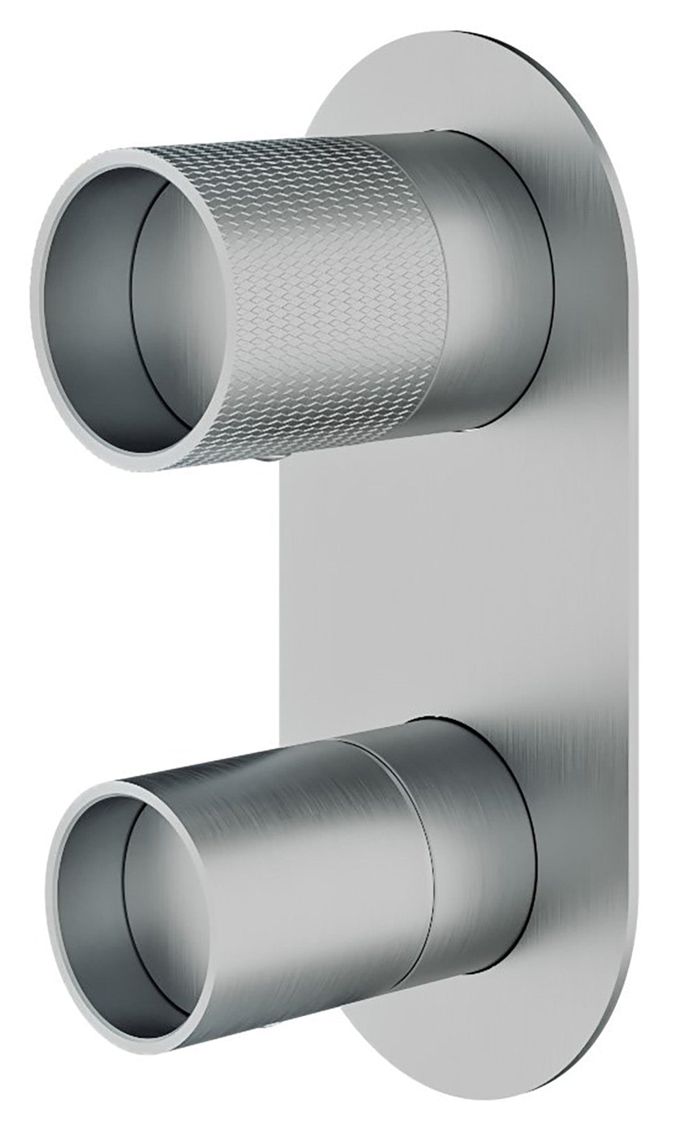 Rubinetterie Treemme 3M WaterTube RWIT 4AA3 IS 01 + RWIT 22A2 ZZ 01 Miscelatore Monocomando Doccia Incasso Muro Meccanico Deviatore 3 Vie 2 Fori 1 Manopola Piastra Verticale Staffa Cartongesso Acciaio Inox Spazzolato Opaco Parte Interna Esterna Incluse