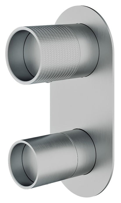 Rubinetterie Treemme 3M WaterTube RWIT 4AA3 IS 01 + RWIT 22A2 ZZ 01 Miscelatore Monocomando Doccia Incasso Muro Meccanico Deviatore 3 Vie 2 Fori 1 Manopola Piastra Verticale Staffa Cartongesso Acciaio Inox Spazzolato Opaco Parte Interna Esterna Incluse