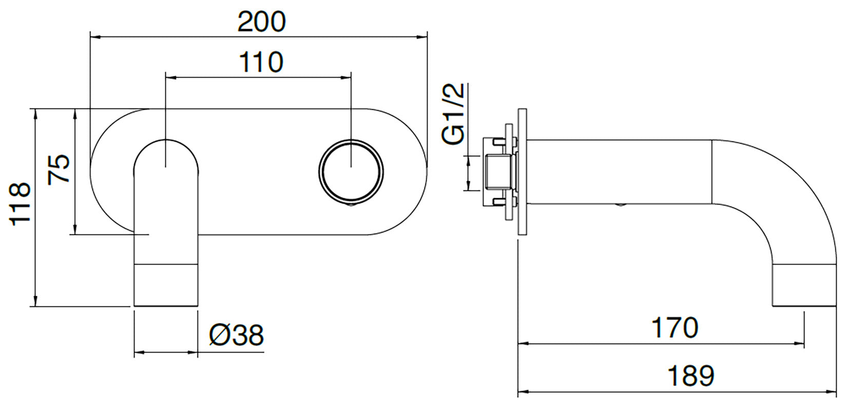 Rubinetterie Treemme 3M WaterTube RWIT 4AA5 IS 02 + RWIT 51A5 ZZ 01 Miscelatore Monocomando Lavabo Incasso 170 Muro 1 Manopola 2 Fori Meccanico Moderno Lunghezza 189 mm Piastra Staffa Cartongesso Acciaio Inox Spazzolato Opaco Parte Interna Esterna Incluse