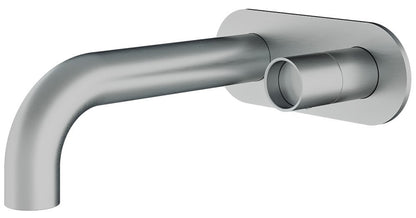 Rubinetterie Treemme 3M WaterTube RWIT 4AA6 IS 02 + RWIT 51A5 ZZ 01 Miscelatore Monocomando Lavabo Incasso 220 Muro 1 Manopola 2 Fori Meccanico Moderno Lunghezza 240 mm Piastra Staffa Cartongesso Acciaio Inox Spazzolato Opaco Parte Interna Esterna Incluse