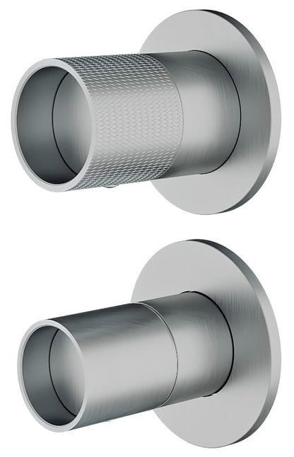 Rubinetterie Treemme 3M WaterTube RWIT 4AC2 IS 01 + RWIT 22A2 ZZ 01 Miscelatore Monocomando Doccia Incasso Parete Meccanico Deviatore 2 Vie 2 Fori 1 Manopola Verticale Staffa Cartongesso Acciaio Inox Spazzolato Opaco Parte Interna Esterna Incluse