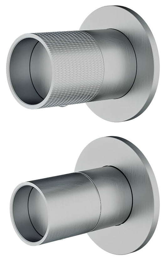 Rubinetterie Treemme 3M WaterTube RWIT 4AC2 IS 01 + RWIT 22A2 ZZ 01 Miscelatore Monocomando Doccia Incasso Parete Meccanico Deviatore 2 Vie 2 Fori 1 Manopola Verticale Staffa Cartongesso Acciaio Inox Spazzolato Opaco Parte Interna Esterna Incluse