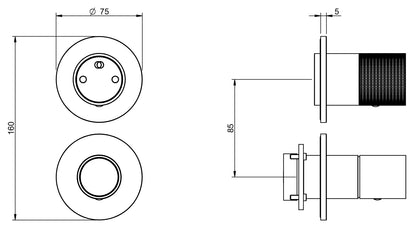 Rubinetterie Treemme 3M WaterTube RWIT 4AC2 IS 01 + RWIT 22A2 ZZ 01 Miscelatore Monocomando Doccia Incasso Parete Meccanico Deviatore 2 Vie 2 Fori 1 Manopola Verticale Staffa Cartongesso Acciaio Inox Spazzolato Opaco Parte Interna Esterna Incluse