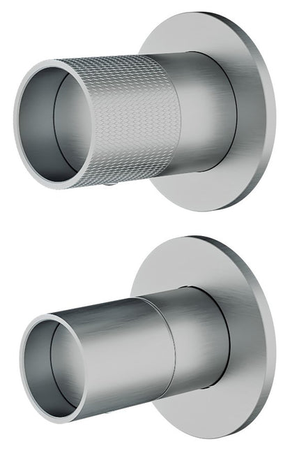 Rubinetterie Treemme 3M WaterTube RWIT 4AC3 IS 01 + RWIT 22A2 ZZ 01 Miscelatore Monocomando Doccia Incasso Parete Meccanico Deviatore 3 Vie 2 Fori 1 Manopola Verticale Staffa Cartongesso Acciaio Inox Spazzolato Opaco Parte Interna Esterna Incluse