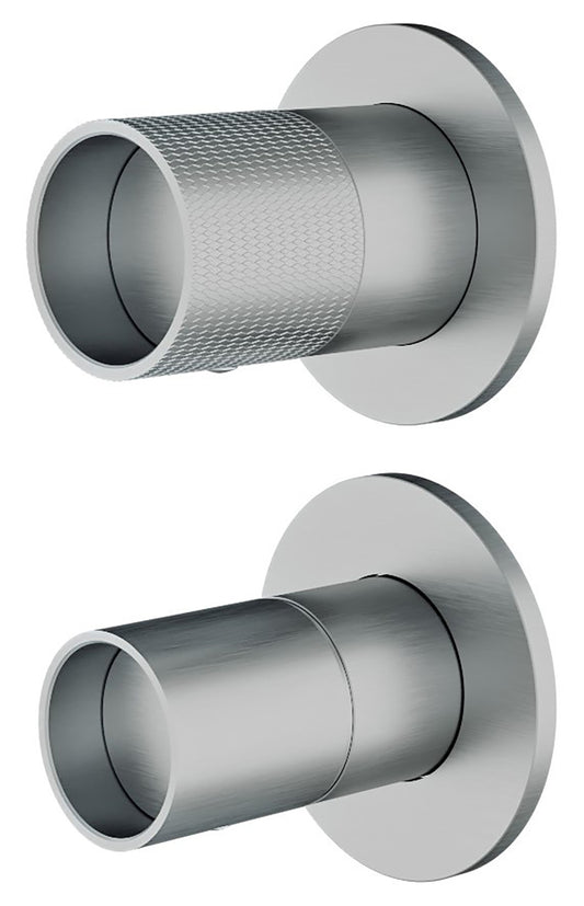 Rubinetterie Treemme 3M WaterTube RWIT 4AC3 IS 01 + RWIT 22A2 ZZ 01 Miscelatore Monocomando Doccia Incasso Parete Meccanico Deviatore 3 Vie 2 Fori 1 Manopola Verticale Staffa Cartongesso Acciaio Inox Spazzolato Opaco Parte Interna Esterna Incluse