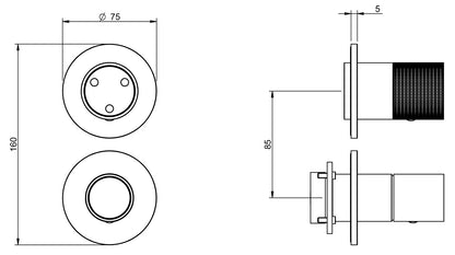 Rubinetterie Treemme 3M WaterTube RWIT 4AC3 IS 01 + RWIT 22A2 ZZ 01 Miscelatore Monocomando Doccia Incasso Parete Meccanico Deviatore 3 Vie 2 Fori 1 Manopola Verticale Staffa Cartongesso Acciaio Inox Spazzolato Opaco Parte Interna Esterna Incluse
