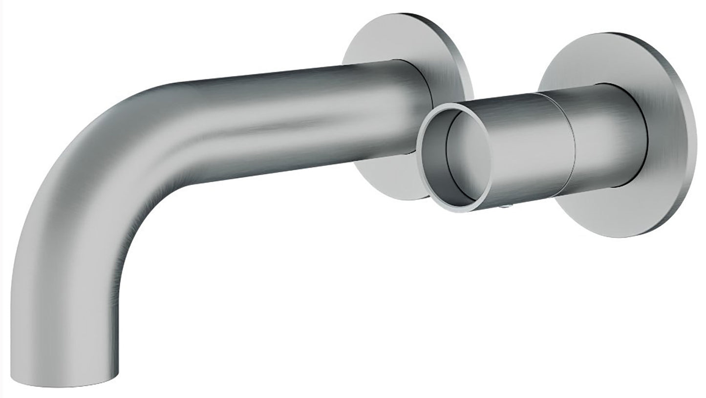 Rubinetterie Treemme 3M WaterTube RWIT 4AC5 IS 02 + RWIT 51A5 ZZ 01 Miscelatore Monocomando Lavabo Incasso 170 Muro 1 Manopola 2 Fori Meccanico Moderno Lunghezza 190 mm Staffa Cartongesso Acciaio Inox Spazzolato Opaco Parte Interna Esterna Incluse