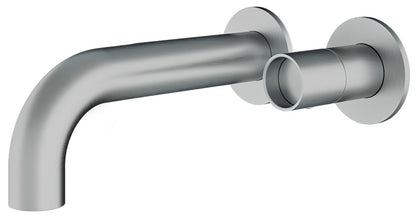 Rubinetterie Treemme 3M WaterTube RWIT 4AC6 IS 02 + RWIT 51A5 ZZ 01 Miscelatore Monocomando Lavabo Incasso 220 Muro 1 Manopola 2 Fori Meccanico Moderno Lunghezza 240 mm Staffa Cartongesso Acciaio Inox Spazzolato Opaco Parte Interna Esterna Incluse