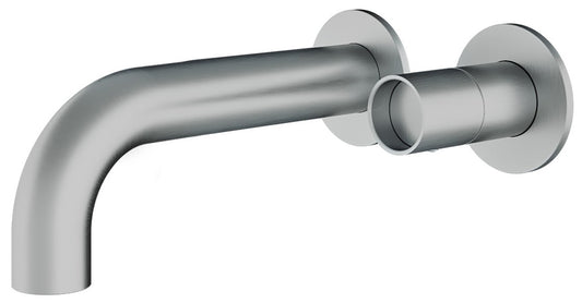 Rubinetterie Treemme 3M WaterTube RWIT 4AC6 IS 02 + RWIT 51A5 ZZ 01 Miscelatore Monocomando Lavabo Incasso 220 Muro 1 Manopola 2 Fori Meccanico Moderno Lunghezza 240 mm Staffa Cartongesso Acciaio Inox Spazzolato Opaco Parte Interna Esterna Incluse