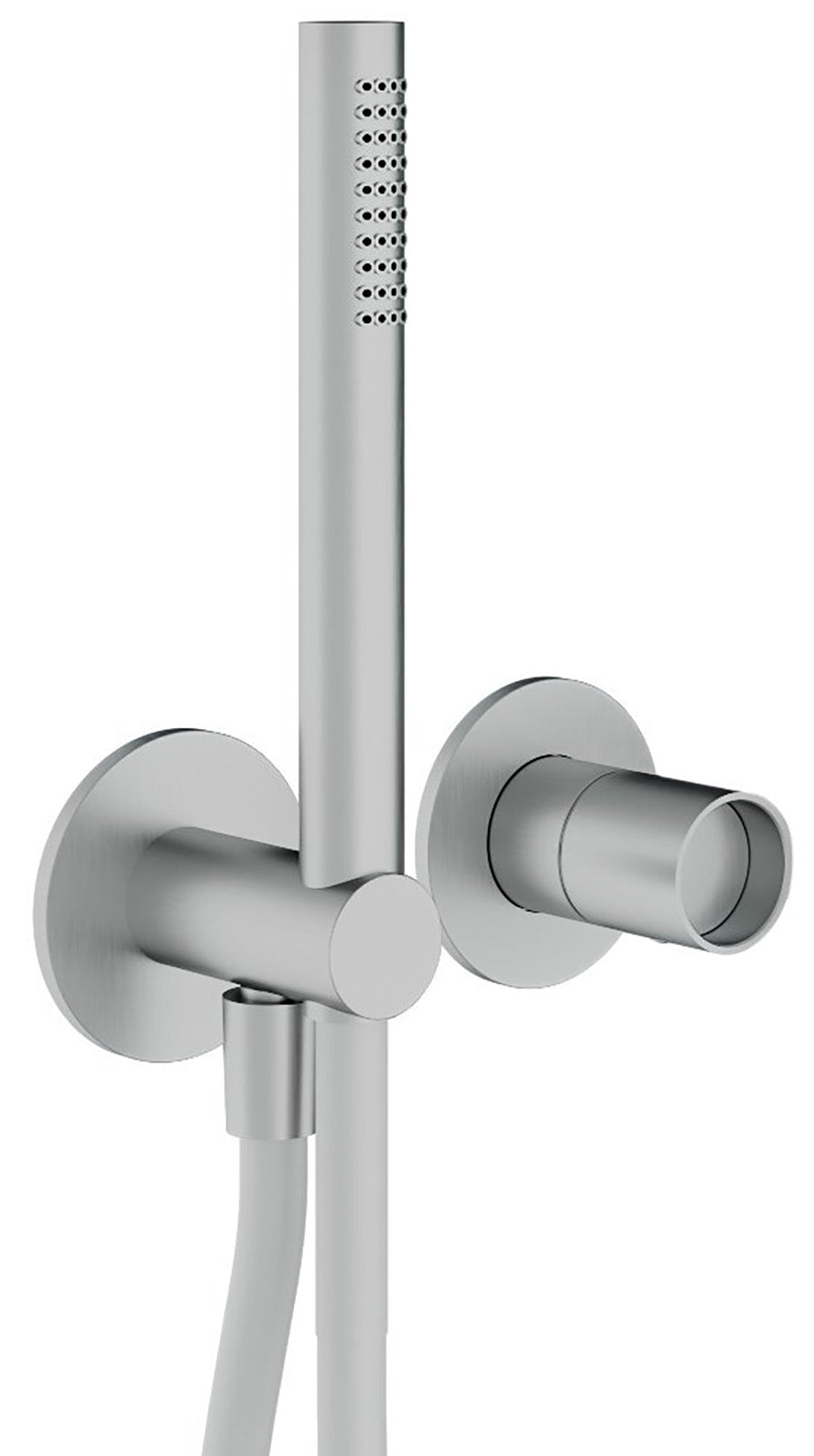 Rubinetterie Treemme 3M WaterTube RWIT 4AD4 IS 01 + RWIT 51A5 ZZ 01 Miscelatore Doccia Incasso Meccanico Parete Doccetta 2 Fori Monocomando 1 Manopola 1 Via Moderno Staffa Cartongesso Acciaio Inox Spazzolato Opaco Flex PVC Parte Interna Esterna Incluse