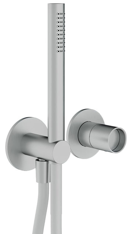 Rubinetterie Treemme 3M WaterTube RWIT 4AD4 IS 01 + RWIT 51A5 ZZ 01 Miscelatore Doccia Incasso Meccanico Parete Doccetta 2 Fori Monocomando 1 Manopola 1 Via Moderno Staffa Cartongesso Acciaio Inox Spazzolato Opaco Flex PVC Parte Interna Esterna Incluse