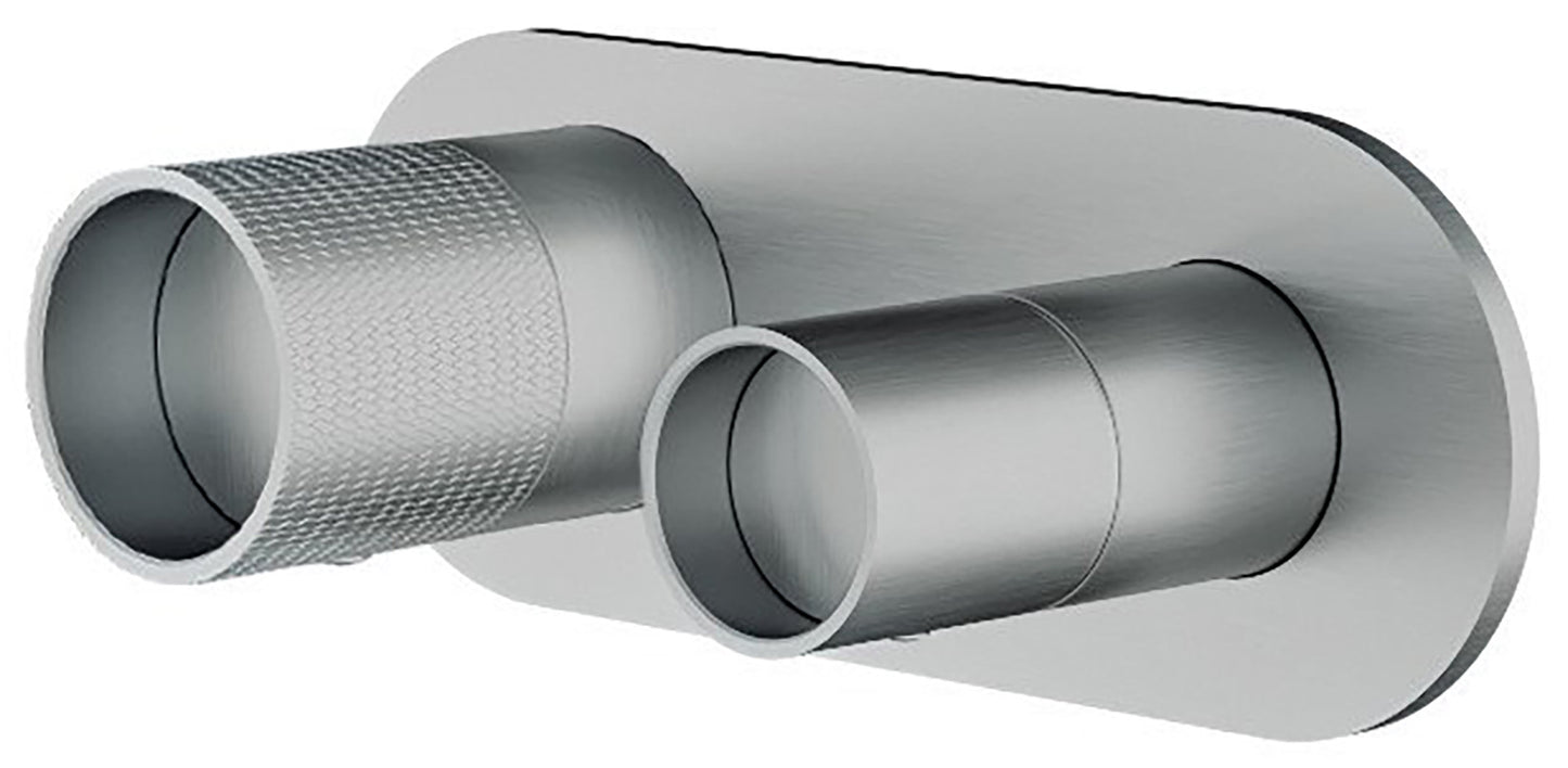 Rubinetterie Treemme 3M WaterTube RWIT 4AE2 IS 01 + RWIT 22A2 ZZ 01 Miscelatore Monocomando Doccia Incasso Muro Meccanico Deviatore 2 Vie 2 Fori 1 Manopola Piastra Orizzontale Staffa Cartongesso Acciaio Inox Spazzolato Opaco Parte Interna Esterna Incluse