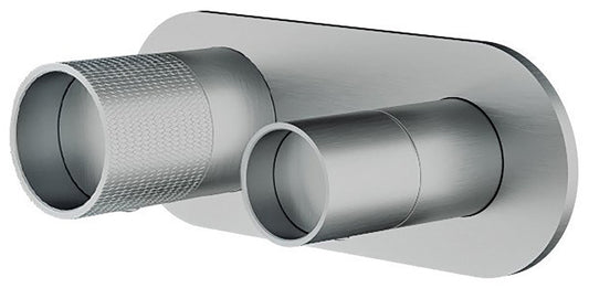 Rubinetterie Treemme 3M WaterTube RWIT 4AE2 IS 01 + RWIT 22A2 ZZ 01 Miscelatore Monocomando Doccia Incasso Muro Meccanico Deviatore 2 Vie 2 Fori 1 Manopola Piastra Orizzontale Staffa Cartongesso Acciaio Inox Spazzolato Opaco Parte Interna Esterna Incluse