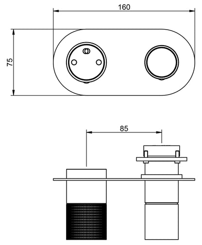 Rubinetterie Treemme 3M WaterTube RWIT 4AE2 IS 01 + RWIT 22A2 ZZ 01 Miscelatore Monocomando Doccia Incasso Muro Meccanico Deviatore 2 Vie 2 Fori 1 Manopola Piastra Orizzontale Staffa Cartongesso Acciaio Inox Spazzolato Opaco Parte Interna Esterna Incluse