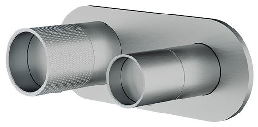 Rubinetterie Treemme 3M WaterTube RWIT 4AE3 IS 01 + RWIT 22A2 ZZ 01 Miscelatore Monocomando Doccia Incasso Muro Meccanico Deviatore 3 Vie 2 Fori 1 Manopola Piastra Orizzontale Staffa Cartongesso Acciaio Inox Spazzolato Opaco Parte Interna Esterna Incluse