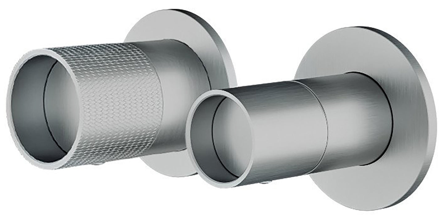 Rubinetterie Treemme 3M WaterTube RWIT 4AF2 IS 01 + RWIT 22A2 ZZ 01 Miscelatore Monocomando Doccia Incasso Parete Meccanico Deviatore 2 Vie 2 Fori 1 Manopola Orizzontale Staffa Cartongesso Acciaio Inox Spazzolato Opaco Parte Interna Esterna Incluse