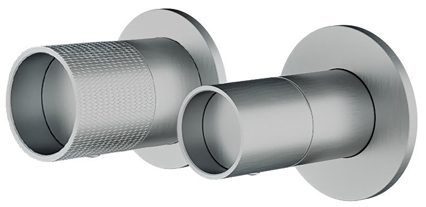 Rubinetterie Treemme 3M WaterTube RWIT 4AF2 IS 01 + RWIT 22A2 ZZ 01 Miscelatore Monocomando Doccia Incasso Parete Meccanico Deviatore 2 Vie 2 Fori 1 Manopola Orizzontale Staffa Cartongesso Acciaio Inox Spazzolato Opaco Parte Interna Esterna Incluse