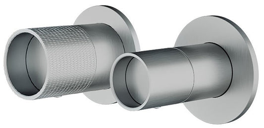 Rubinetterie Treemme 3M WaterTube RWIT 4AF2 IS 01 + RWIT 22A2 ZZ 01 Miscelatore Monocomando Doccia Incasso Parete Meccanico Deviatore 2 Vie 2 Fori 1 Manopola Orizzontale Staffa Cartongesso Acciaio Inox Spazzolato Opaco Parte Interna Esterna Incluse