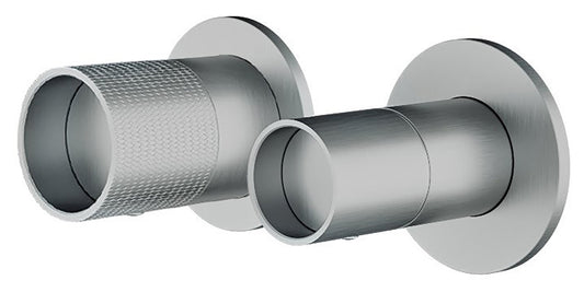 Rubinetterie Treemme 3M WaterTube RWIT 4AF3 IS 01 + RWIT 22A2 ZZ 01 Miscelatore Monocomando Doccia Incasso Parete Meccanico Deviatore 3 Vie 2 Fori 1 Manopola Orizzontale Staffa Cartongesso Acciaio Inox Spazzolato Opaco Parte Interna Esterna Incluse