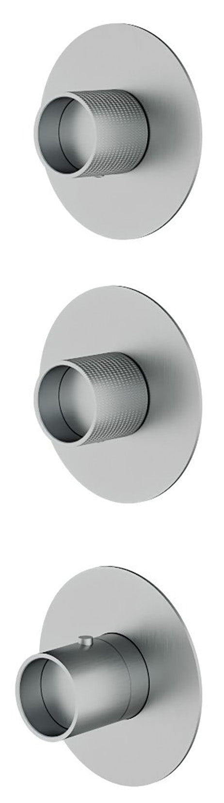 Rubinetterie Treemme 3M WaterTube RWIT 5A74 IS 01 + RWIT 7274 ZZ 40 Miscelatore Termostatico Doccia Incasso Parete 2 Uscite 3 Fori Doppio Orientamento Stile Moderno Acciaio Inox Spazzolato Opaco Parte Interna Esterna Incluse