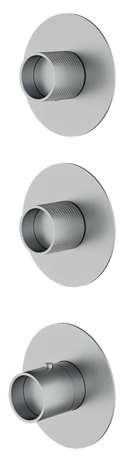 Rubinetterie Treemme 3M WaterTube RWIT 5A74 IS 01 + RWIT 7274 ZZ 40 Miscelatore Termostatico Doccia Incasso Parete 2 Uscite 3 Fori Doppio Orientamento Stile Moderno Acciaio Inox Spazzolato Opaco Parte Interna Esterna Incluse