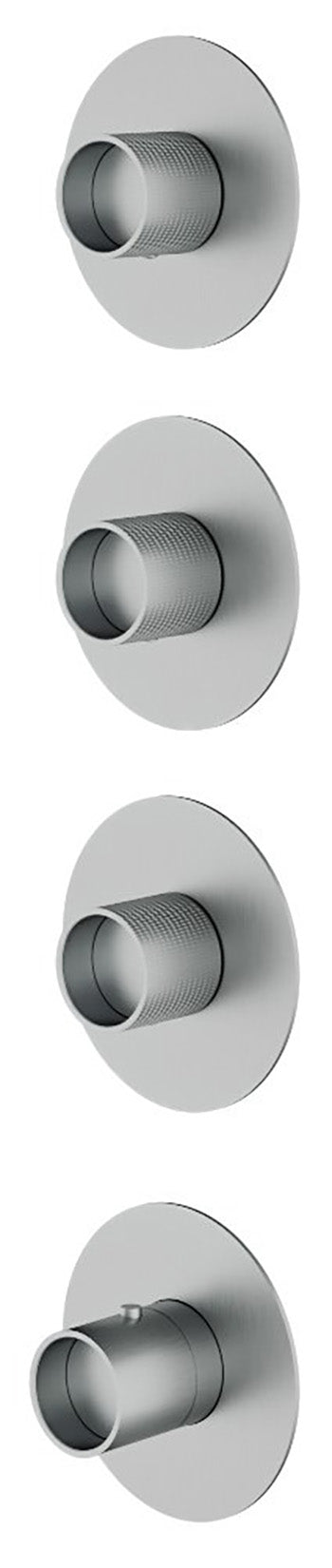 Rubinetterie Treemme 3M WaterTube RWIT 5A75 IS 01 + RWIT 7275 ZZ 40 Miscelatore Termostatico Doccia Incasso Parete 3 Uscite 4 Fori Doppio Orientamento Stile Moderno Acciaio Inox Spazzolato Opaco Parte Interna Esterna Incluse