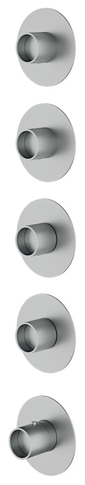 Rubinetterie Treemme 3M WaterTube RWIT 5A76 IS 01 + RWIT 7276 ZZ 40 Miscelatore Termostatico Doccia Incasso Parete 4 Uscite 5 Fori Doppio Orientamento Stile Moderno Acciaio Inox Spazzolato Opaco Parte Interna Esterna Incluse