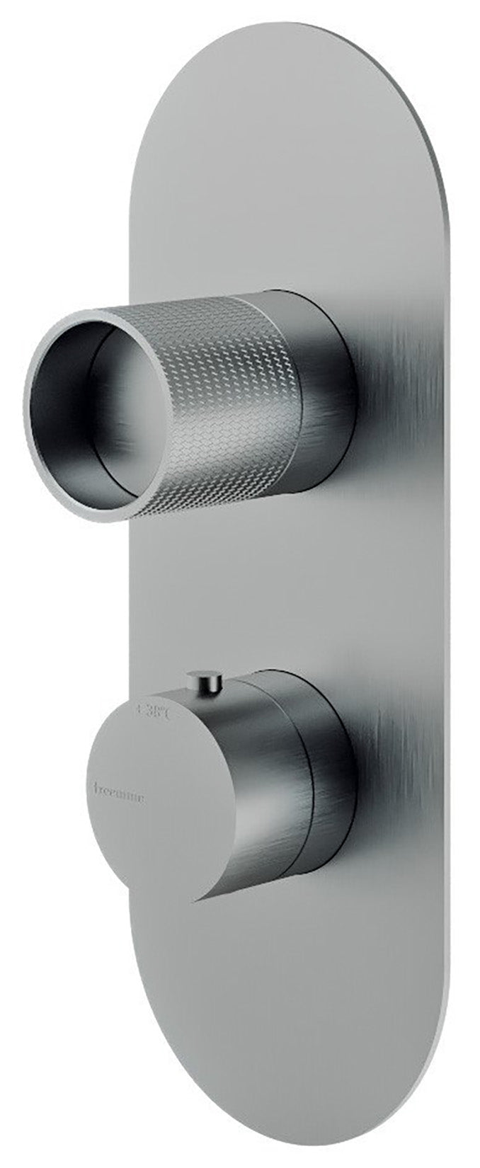 Rubinetterie Treemme 3M WaterTube RWIT 8A46 IS 19 + RWIT 8A46 ZZ 20 Miscelatore Termostatico Doccia Incasso Parete Deviatore 2 Uscite 2 Fori Con Piastra Staffa Cartongesso Stile Moderno Acciaio Inox Spazzolato Opaco Parte Interna Esterna Incluse