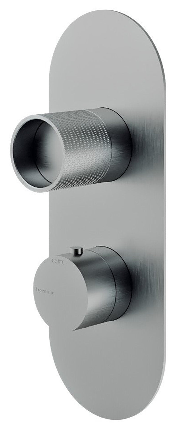 Rubinetterie Treemme 3M WaterTube RWIT 8A72 IS 19 + RWIT 8A46 ZZ 20 Miscelatore Termostatico Doccia Incasso Parete Deviatore 3 Uscite 2 Fori Con Piastra Staffa Cartongesso Stile Moderno Acciaio Inox Spazzolato Opaco Parte Interna Esterna Incluse