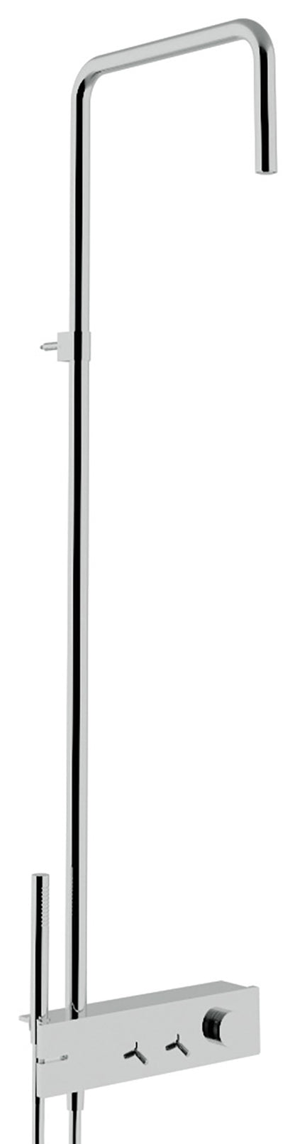 Rubinetterie Treemme 3M Watt IT 2B60 CC WA ZZ Colonna Gruppo Doccia Multifunzione Miscelatore Meccanico Con Doccetta e Soffione Rotonda Flessibile Montaggio Muro Materiale Ottone Finitura Cromata