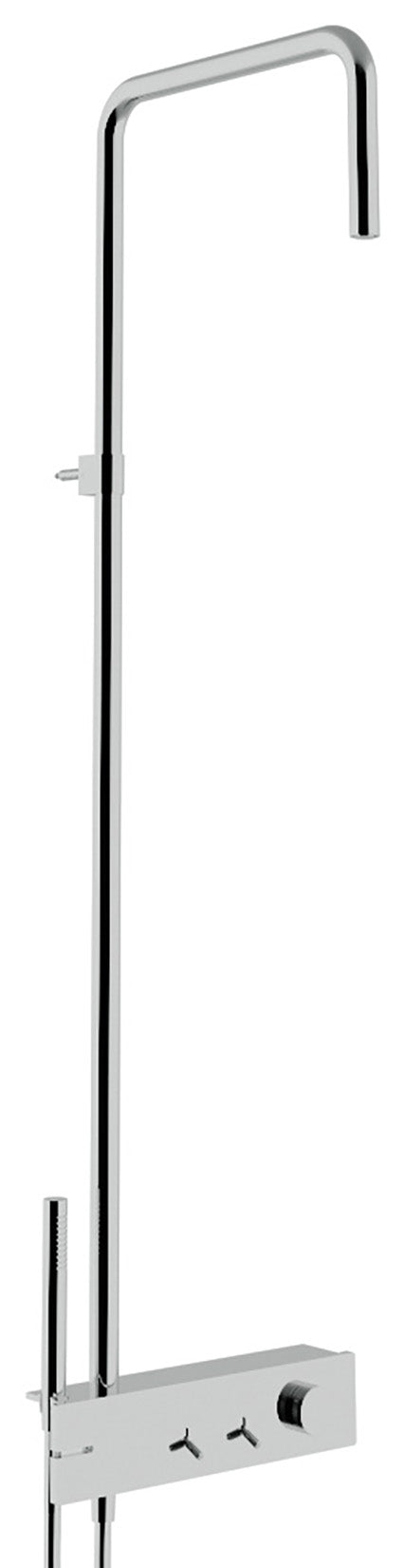 Rubinetterie Treemme 3M Watt IT 2B60 CC WA ZZ Colonna Gruppo Doccia Multifunzione Miscelatore Meccanico Con Doccetta e Soffione Rotonda Flessibile Montaggio Muro Materiale Ottone Finitura Cromata