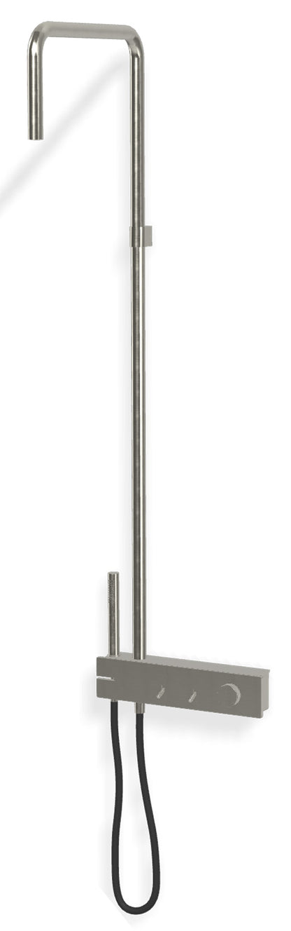 Rubinetterie Treemme 3M Watt IT 2B60 IS WA ZZ Colonna Gruppo Doccia Multifunzione Miscelatore Meccanico Con Doccetta e Soffione Rotonda Flessibile Montaggio Muro Materiale Acciaio Finitura Inox Spazzolato Opaco