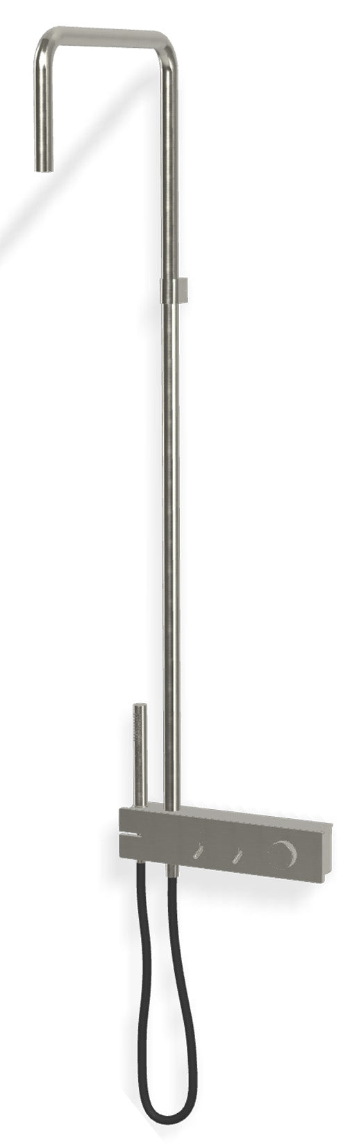 Rubinetterie Treemme 3M Watt IT 2B60 IS WA ZZ Colonna Gruppo Doccia Multifunzione Miscelatore Meccanico Con Doccetta e Soffione Rotonda Flessibile Montaggio Muro Materiale Acciaio Finitura Inox Spazzolato Opaco