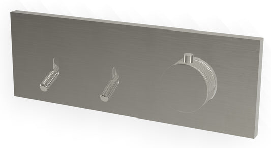 Rubinetterie Treemme 3M Watt RWIT 2B86 IS 01 + RWIT 2B86 ZZ 30 Miscelatore Doccia Termostatico Monocomando Incasso 2 Uscite Parete 3 Fori Stile Moderno Con Piastra Materiale Acciaio Finitura Inox Spazzolato Opaco Parte Interna Esterna Incluse