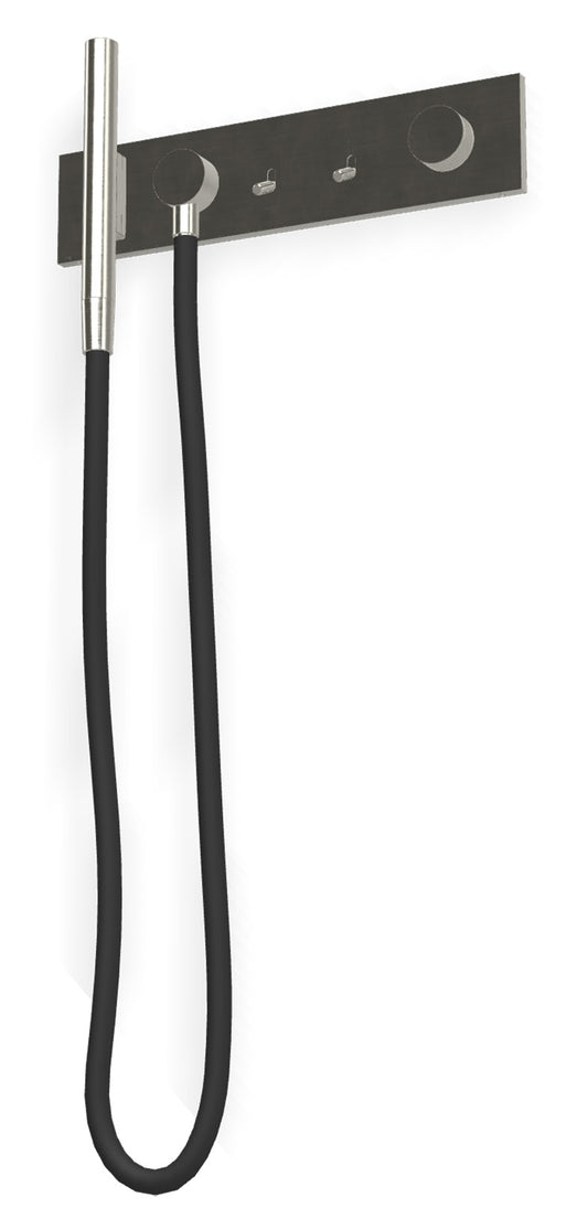 Rubinetterie Treemme 3M Watt RWIT 2B91 IS 01 + RWIT 2B91 ZZ 30 Miscelatore Doccia Meccanico Monocomando Incasso Parete 2 Uscite 5 Fori Stile Moderno Con Piastra Acciaio Inox Spazzolato Opaco Doccetta Metallo Flessibile PVC Parte Interna Esterna Incluse