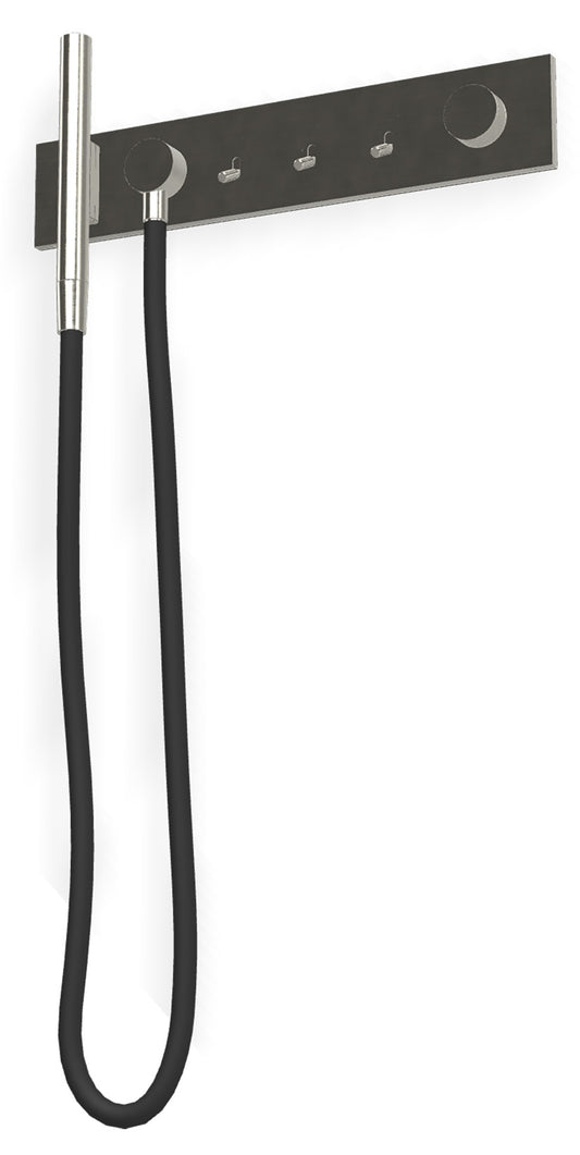 Rubinetterie Treemme 3M Watt RWIT 2B97 IS 01 + RWIT 2B97 ZZ 30 Miscelatore Doccia Meccanico Monocomando Incasso Parete 3 Uscite 6 Fori Stile Moderno Con Piastra Acciaio Inox Spazzolato Opaco Doccetta Metallo Flessibile PVC Parte Interna Esterna Incluse